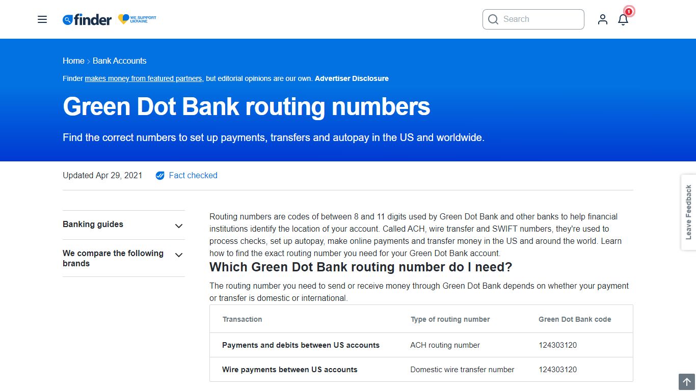 Green Dot Bank routing numbers and how to use them - Finder
